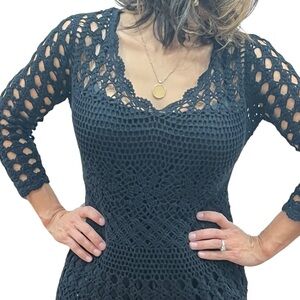 Boston Proper CROCHET midi Dress (lined) NWT